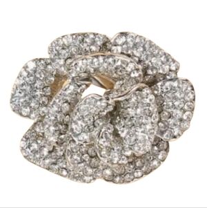 Silver Rhinestone Camelia Ring